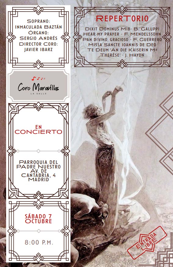 Programa del concierto del Coro Maravillas en la parroquia del Padre Nuestro
