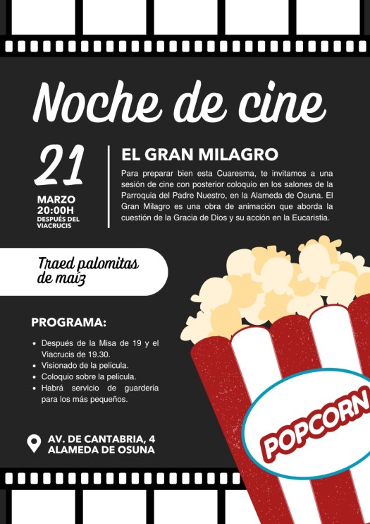 Cartel de la noche de cine "El Gran Milagro"